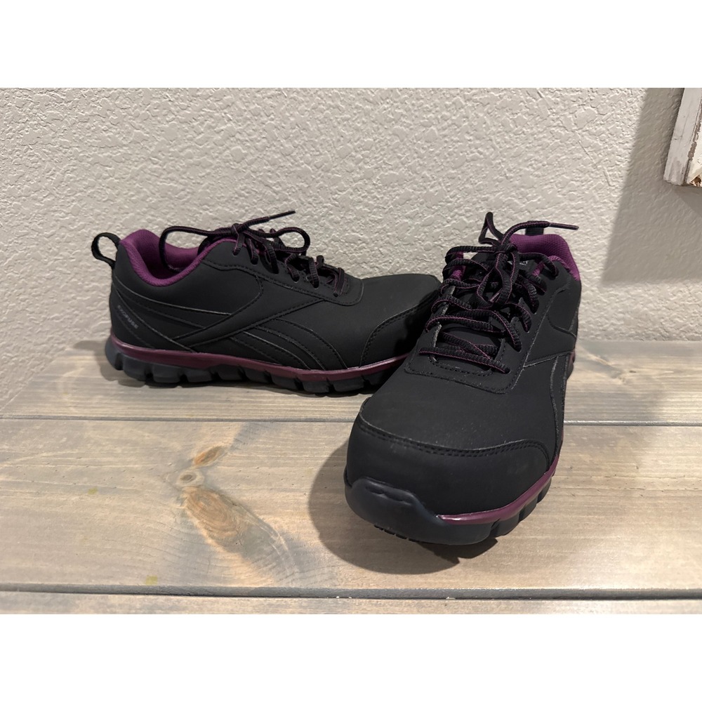 Reebok Womens Athletic Sublite Work Shoes Black Purple Size 9.5W